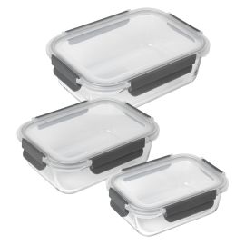 Glass Storage Container Set 3pcs with lids 0.64 L/1.05 L/1.52L