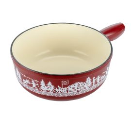 Fondue pot induction cast iron red Alpine Meadow 24cm