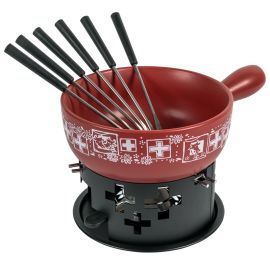 Cheese Fondue Set Swiss red 23cm