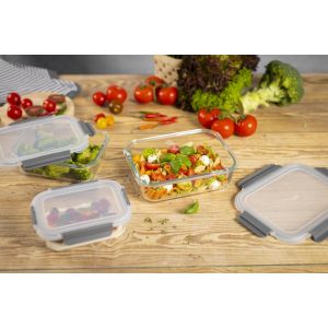 Glass Storage Container Set 3pcs with lids 0.64 L/1.05 L/1.52L