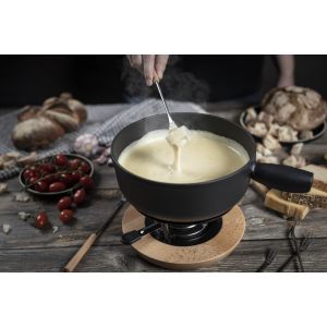 Fondue Pot matt black cast iron induction 24cm